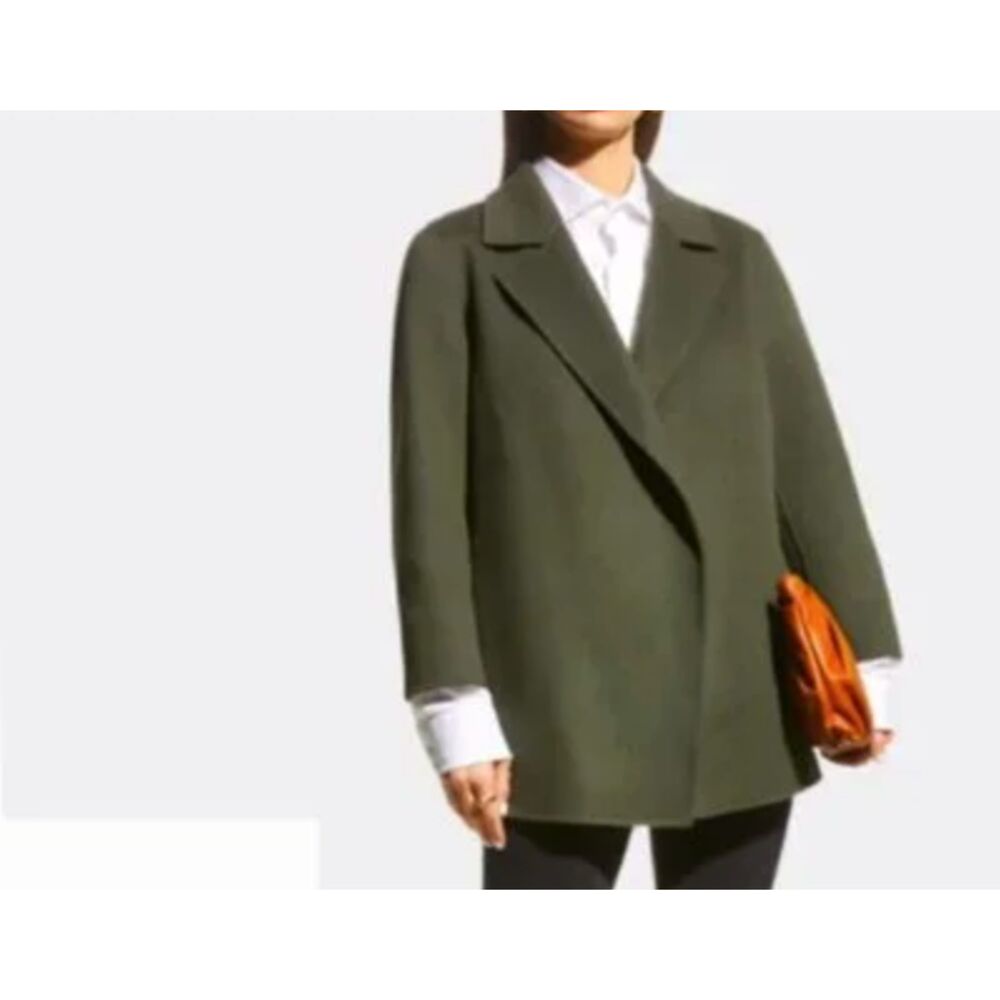 THEORY Sileena Wool Cashmere Open Front Jacket Spruce Green Medium - Picture 2 of 6